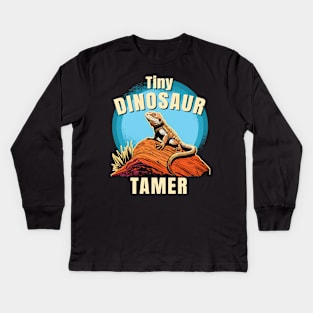 Fun Bearded Dragon Reptile Tiny Dinosaur Tamer Kids Long Sleeve T-Shirt